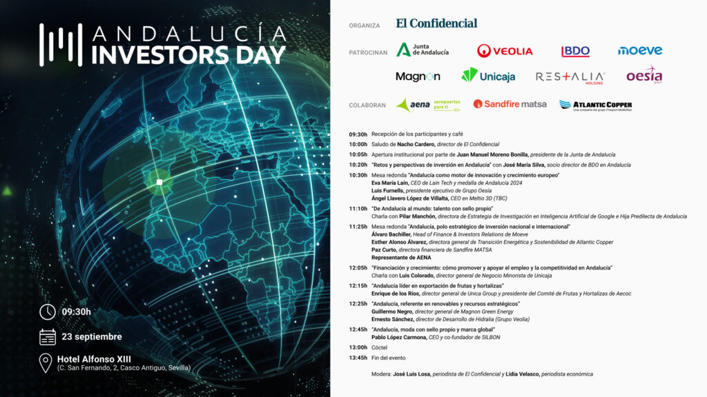 Andalucía se cita con la inversión en la VII edición de Andalucía Investors Day, el foro de El Confidencial que reúne a líderes empresariales y financieros