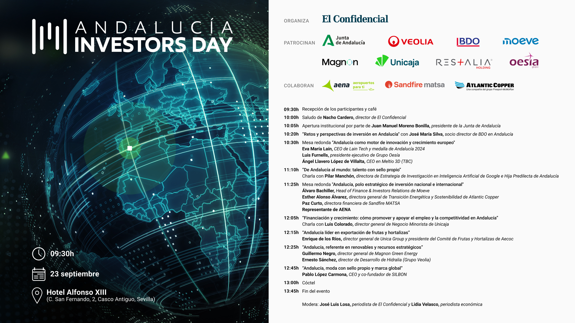 Andalucía se cita con la inversión en la VII edición de Andalucía Investors Day, el foro de El Confidencial que reúne a líderes empresariales y financieros